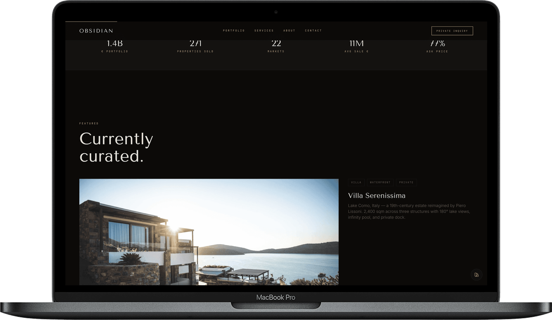 Luxury Real Estate Website — OBSIDIAN design detail preview 2