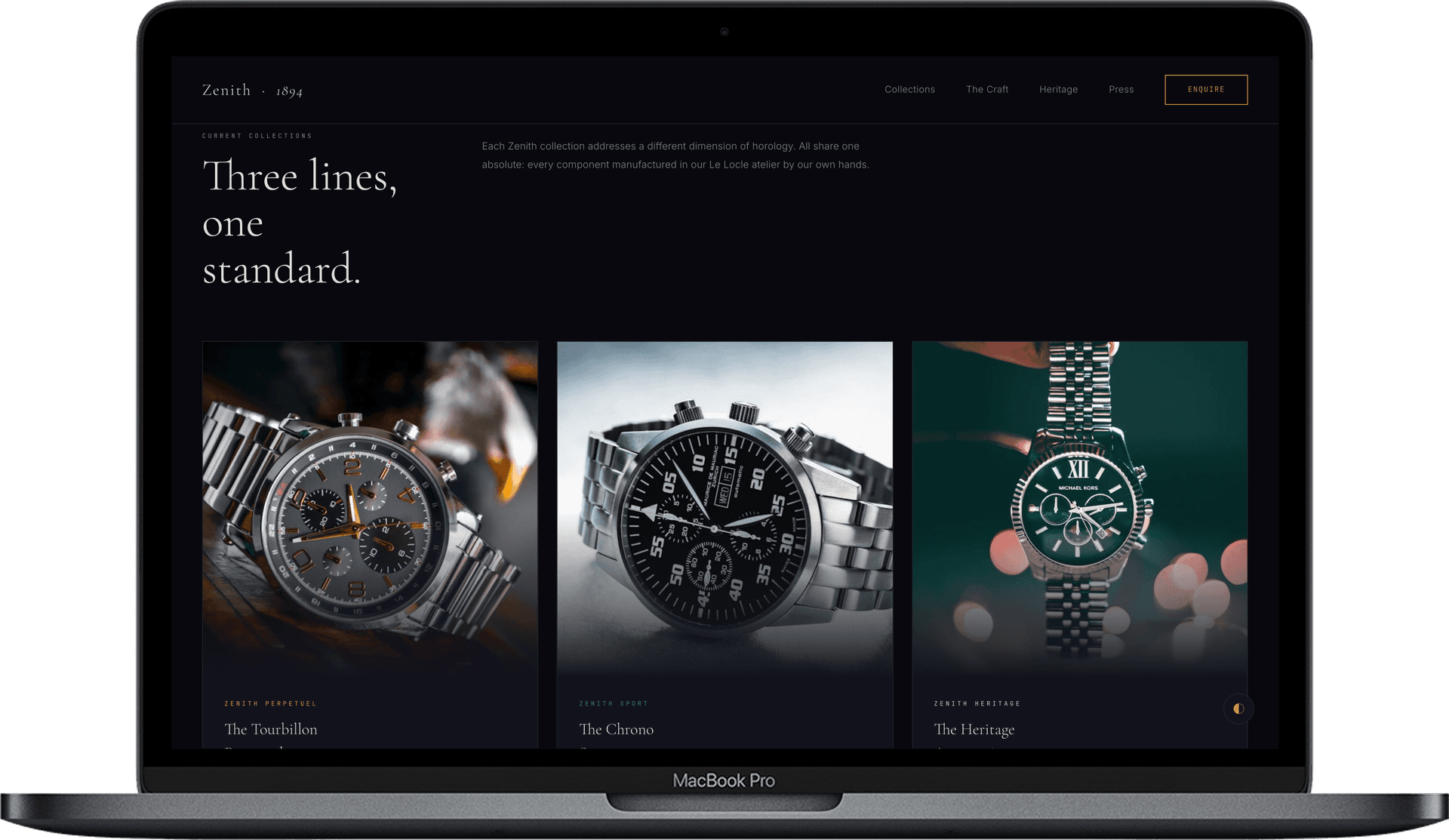 Watch Brand Website — Zenith Watch design detail preview 2