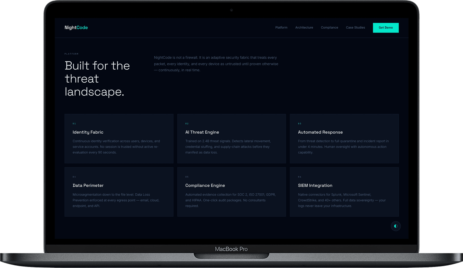 Cybersecurity Platform Website — NightCode design detail preview 2
