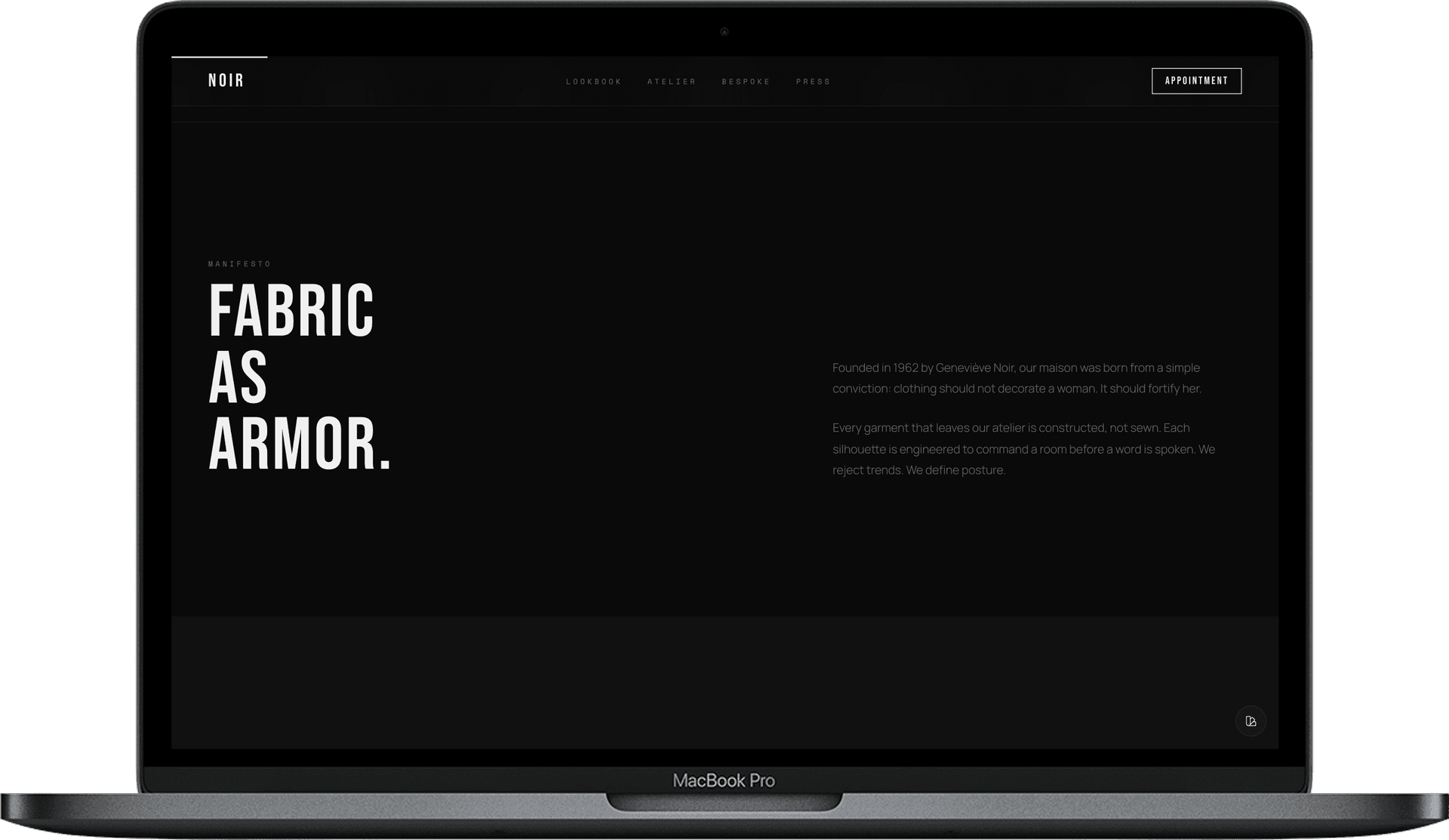 Haute Couture Website — Noir Couture design detail preview 1