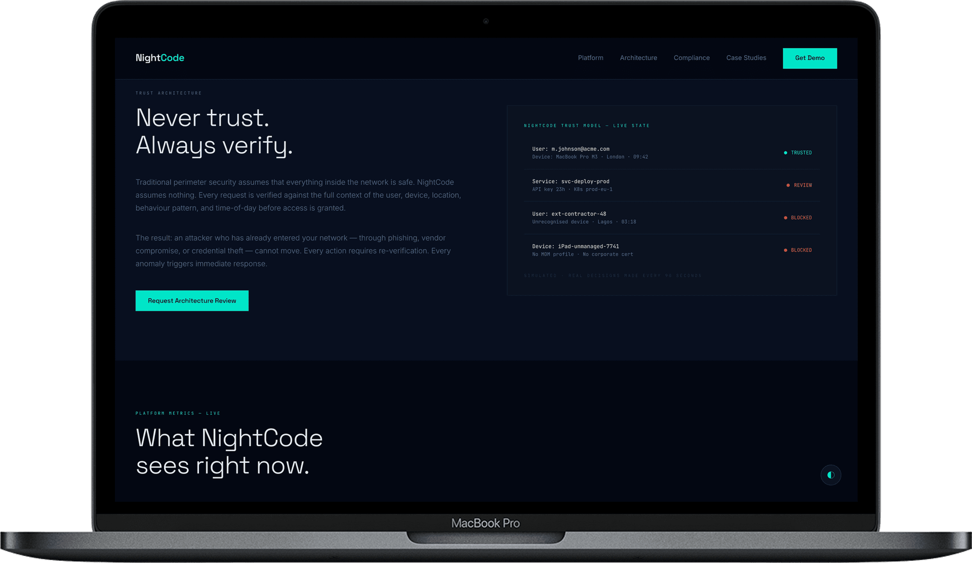 Cybersecurity Platform Website — NightCode design detail preview 1